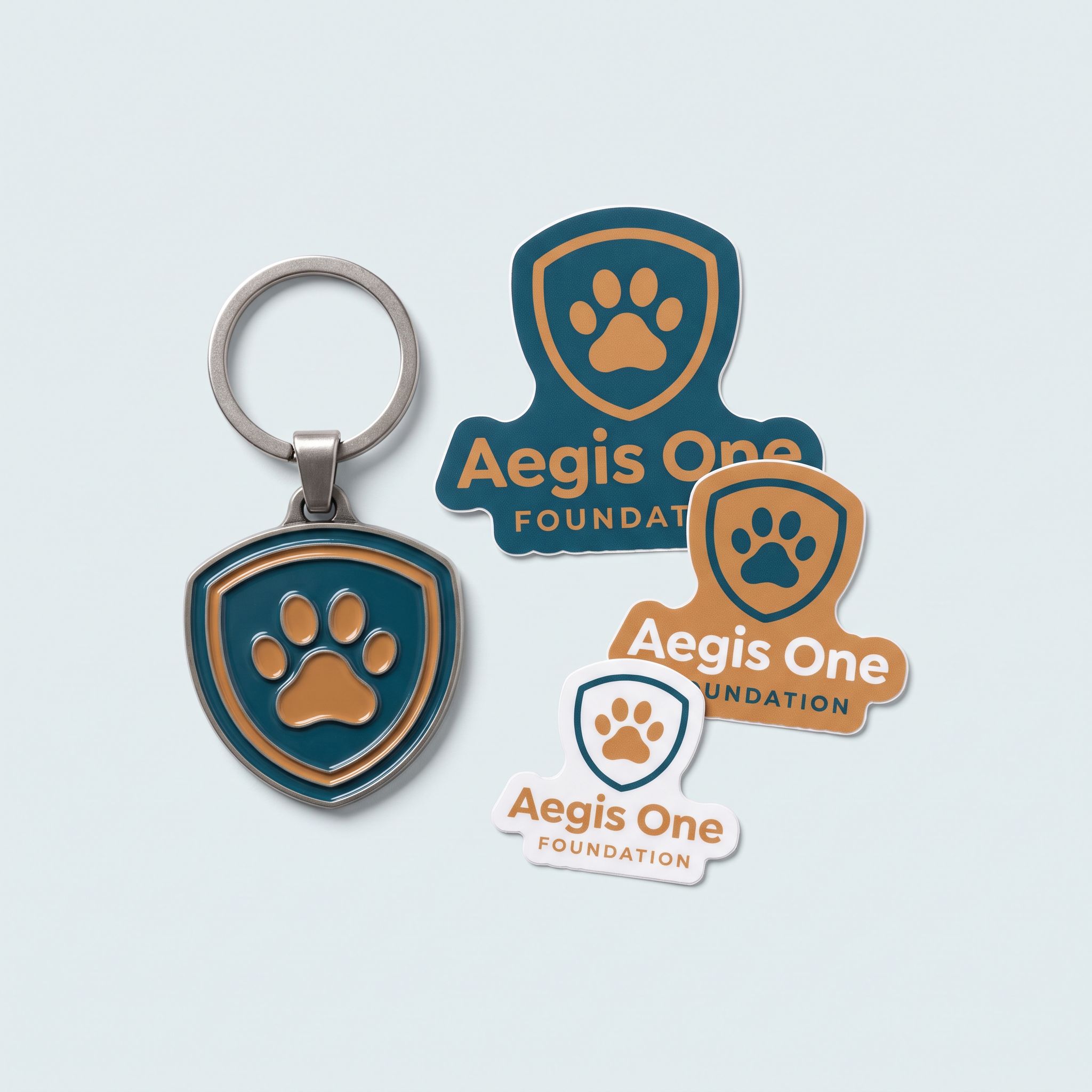 Paw Keychain & Sticker Set